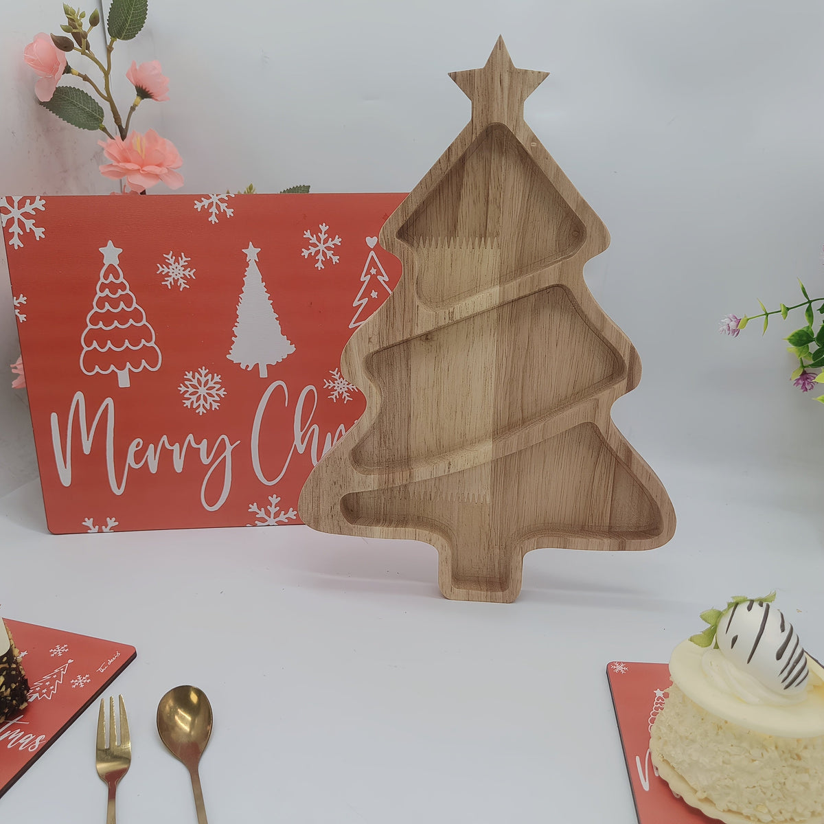 Trendbay Christmas Tree-Shaped Wooden Decorative Tray