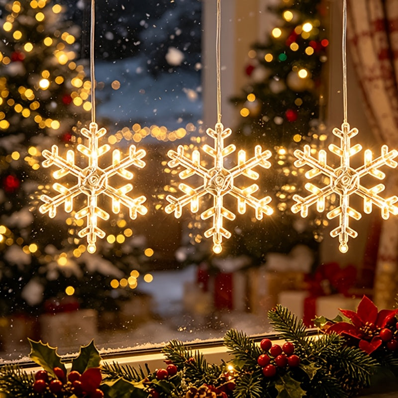 Trendbay Christmas Window String Lights Battery-Powered with Suction Cups