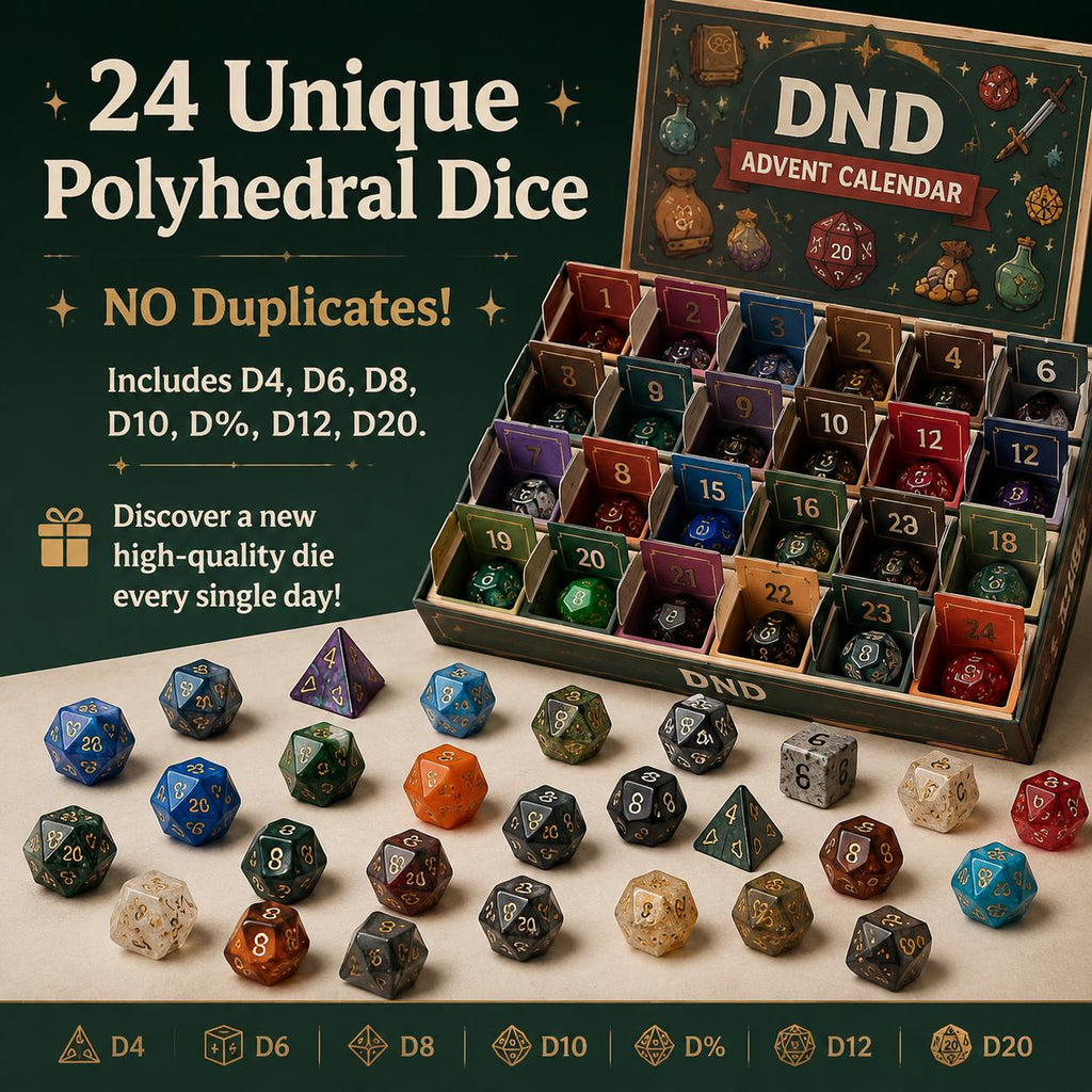 Trendbay 24-Day Christmas Dice Advent Calendar Polyhedral Dice Set