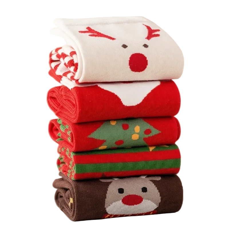 Trendbay 5-Pair Christmas Mid-Calf Socks Set Unisex