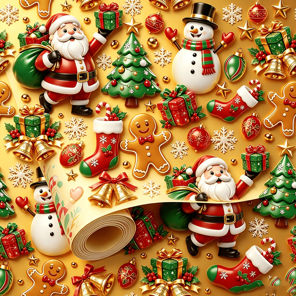 Trendbay Golden Glossy Christmas Wrapping Paper Roll