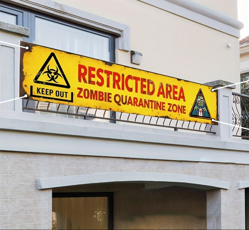 Trendbay 105×360CM Halloween Zombie Quarantine Zone 2D Banner