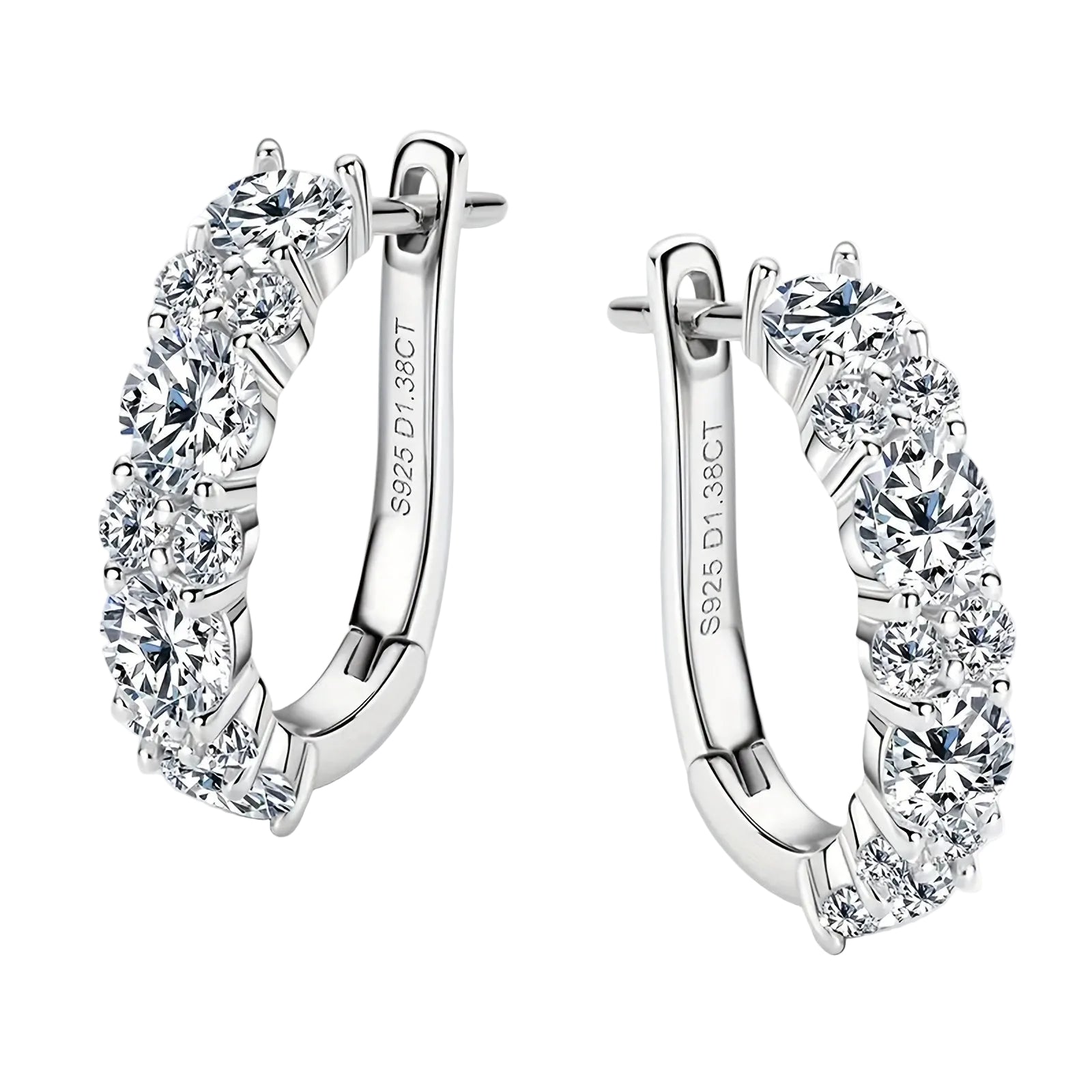 Trendbay 925 Sterling Silver Two-Tone Moissanite Stud Earrings – Elegant Women's Jewelry