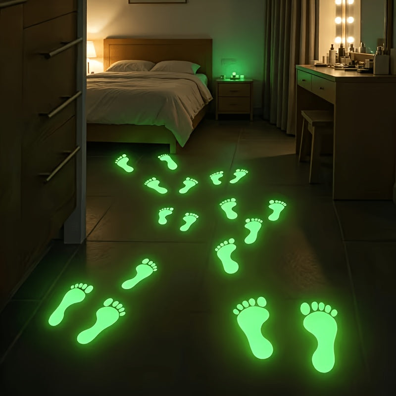 Trendbay 8pcs Green Luminous 2D Footprint Wall Stickers Self-Adhesive