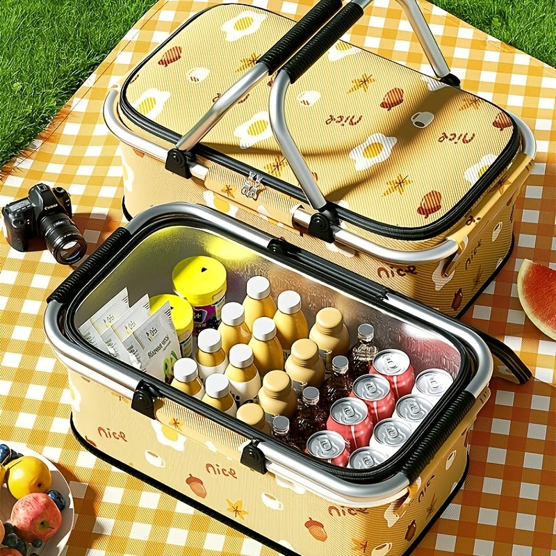 Trendbay Double-Layer Insulated Picnic Basket Bag