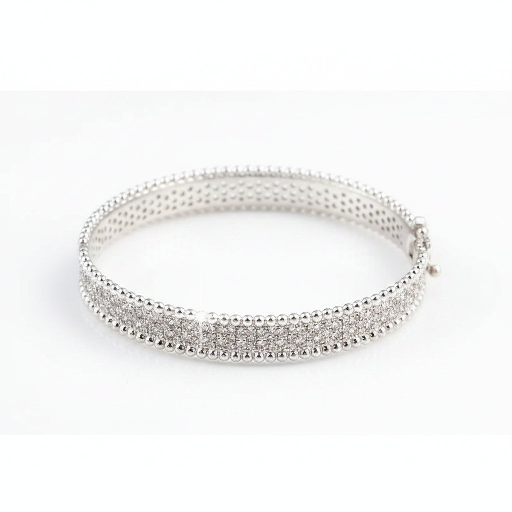 Trendbay Sterling Silver Open Tennis Bracelet – Elegant Retro Adjustable Bracelet with Gift Box