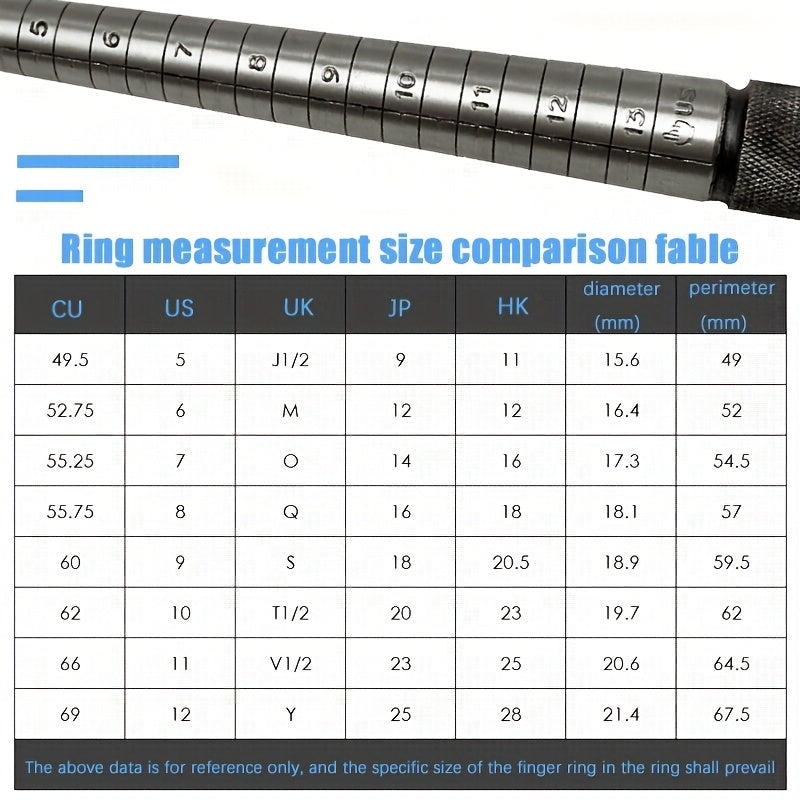 Trendbay Polished Steel Ring Mandrel – US Size 1–13 Jewelry Ring Sizing Tool with Knurled Handle