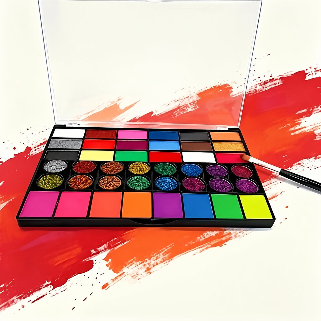 Trendbay 42-Color Water-Based Face Paint Set with Glitte