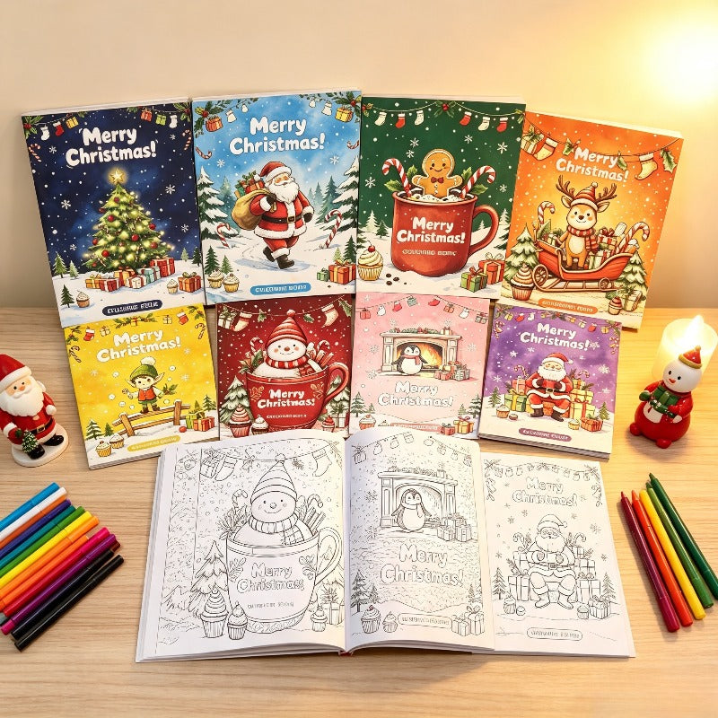 Trendbay Christmas and Halloween 8 Coloring Books Set for Kids