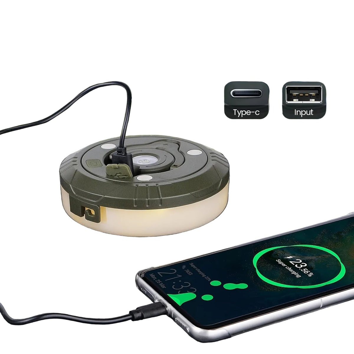 Trendbay 1-Pack USB Rechargeable Camping String Lights Warm Light