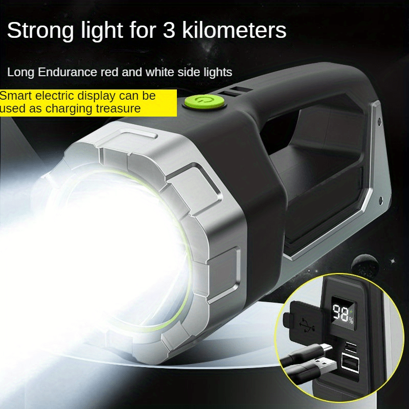 Trendbay LED Flashlight – Rechargeable 4000mAh High-Intensity Torch with COB Side Light