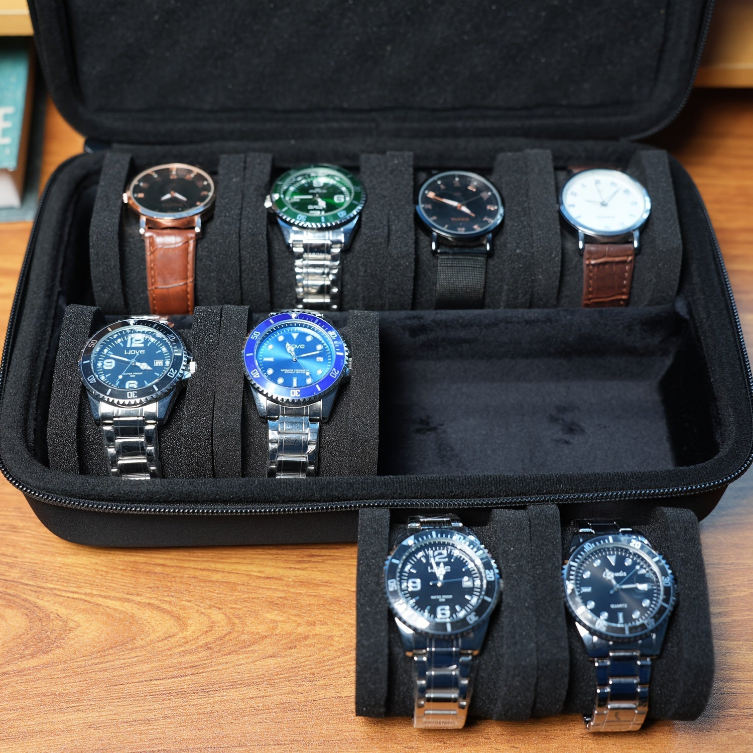 Trendbay 8-Slot Hard Shell Watch Storage Case – Portable Travel Organizer for Watches & Jewelry