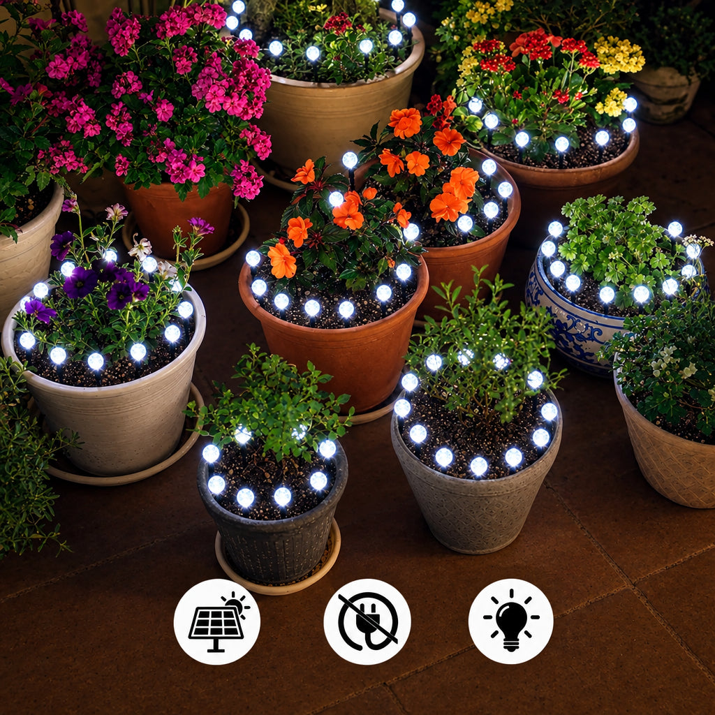 Trendbay 20pcs Solar Garden Crystal Lights White 20-LED