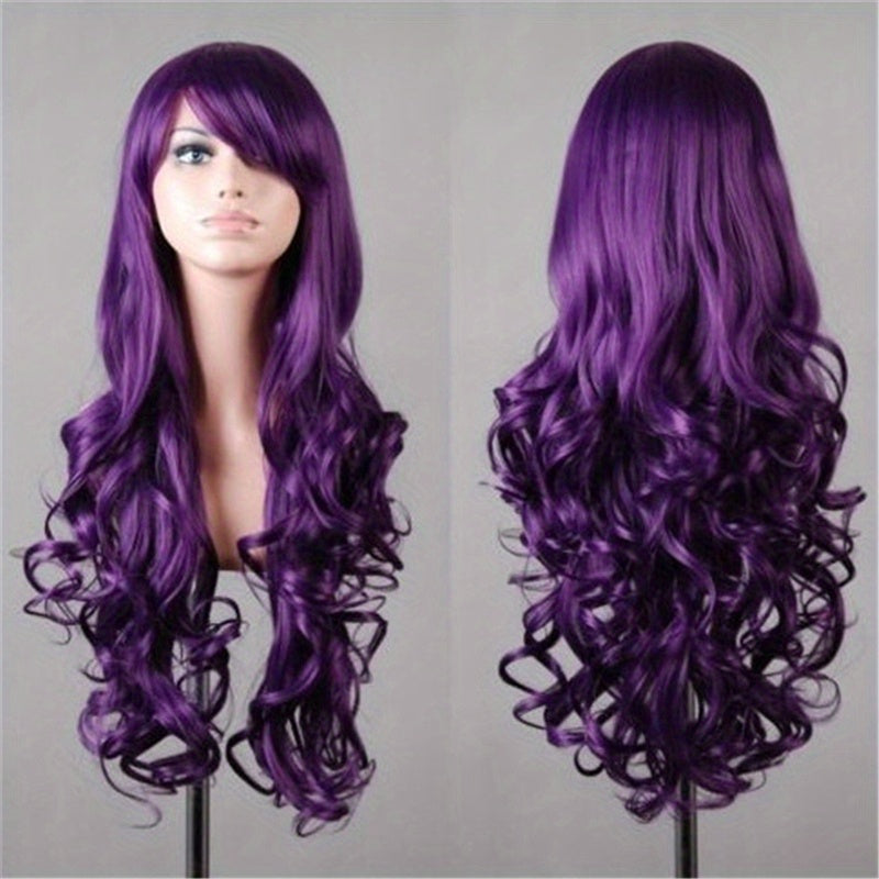 Trendbay 80CM Purple Long Curly Cosplay Wig Adjustable Net Cap