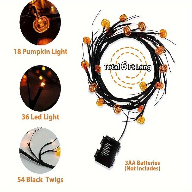Trendbay 6FT 54-LED Pumpkin Vine String Lights – Orange Acrylic