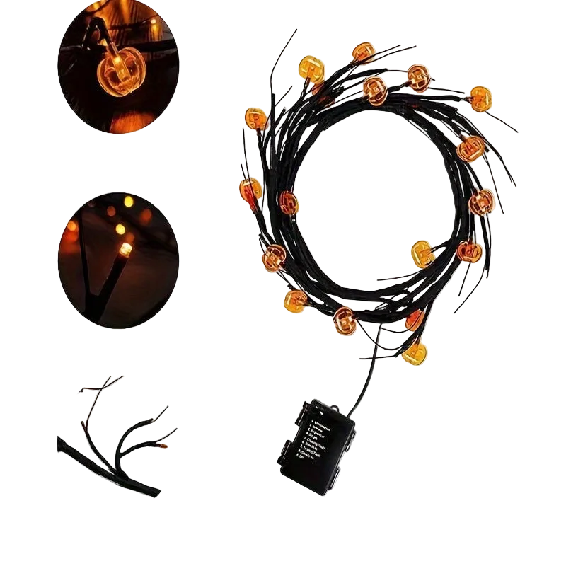 Trendbay 6FT 54-LED Pumpkin Vine String Lights – Orange Acrylic