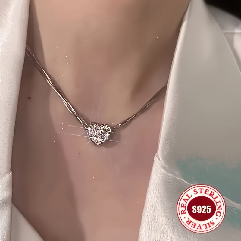 Trendbay Sterling Silver Triple Heart Pendant Necklace – Elegant Women's Love Necklace