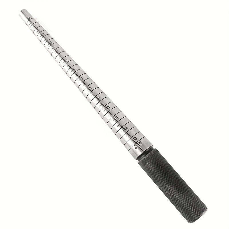 Trendbay Polished Steel Ring Mandrel – US Size 1–13 Jewelry Ring Sizing Tool with Knurled Handle