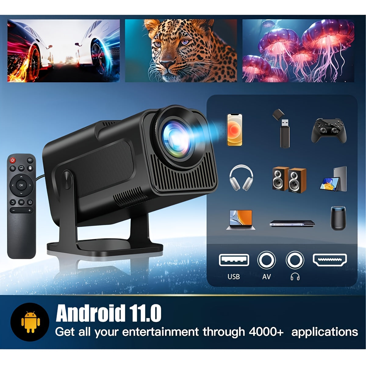Trendbay HY320 Mini Smart Projector – Native 1080P, WiFi 6 & Android 11 Portable Projector
