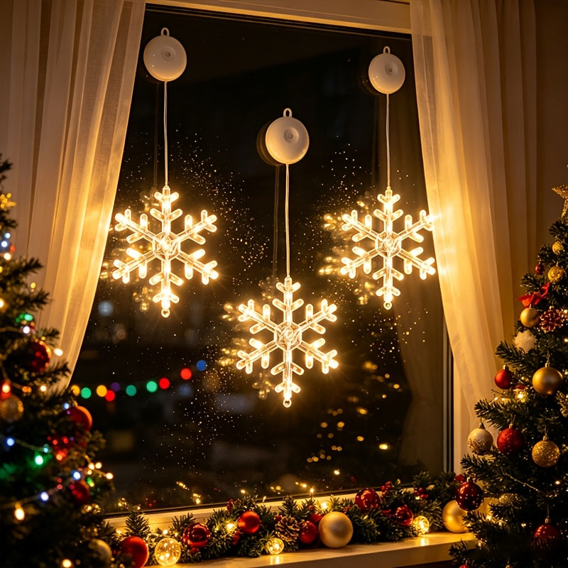 Trendbay Christmas Window String Lights Battery-Powered with Suction Cups