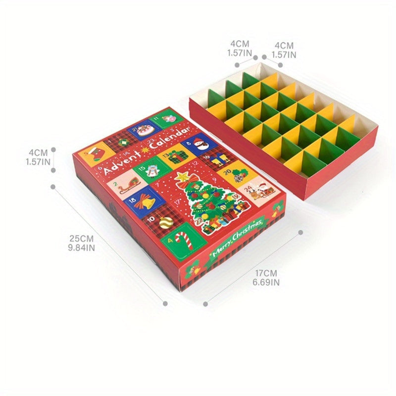 Trendbay 5pcs Christmas Advent Calendar Gift Box Set 24-Grid Fillable Countdown
