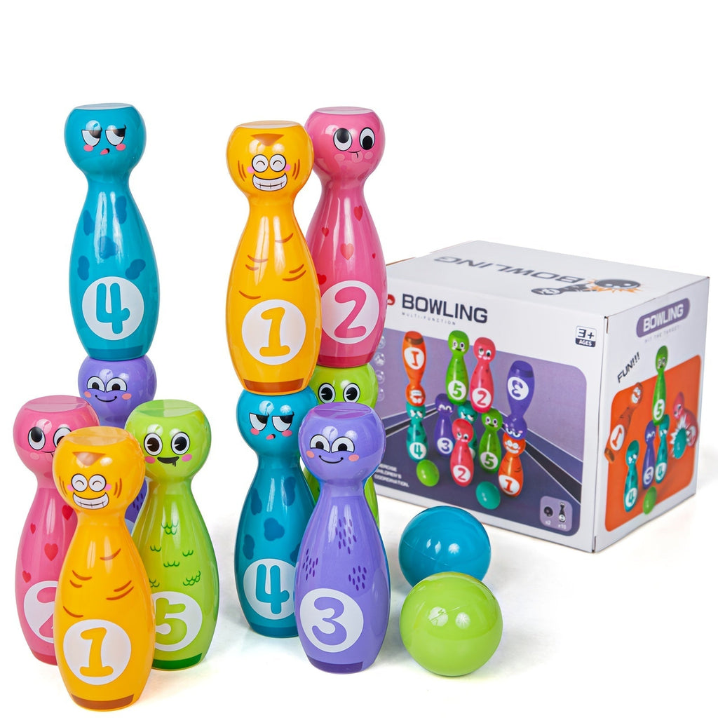 Trendbay 10-Pin Cartoon Bowling Toy Set with 2 Balls Mini Indoor