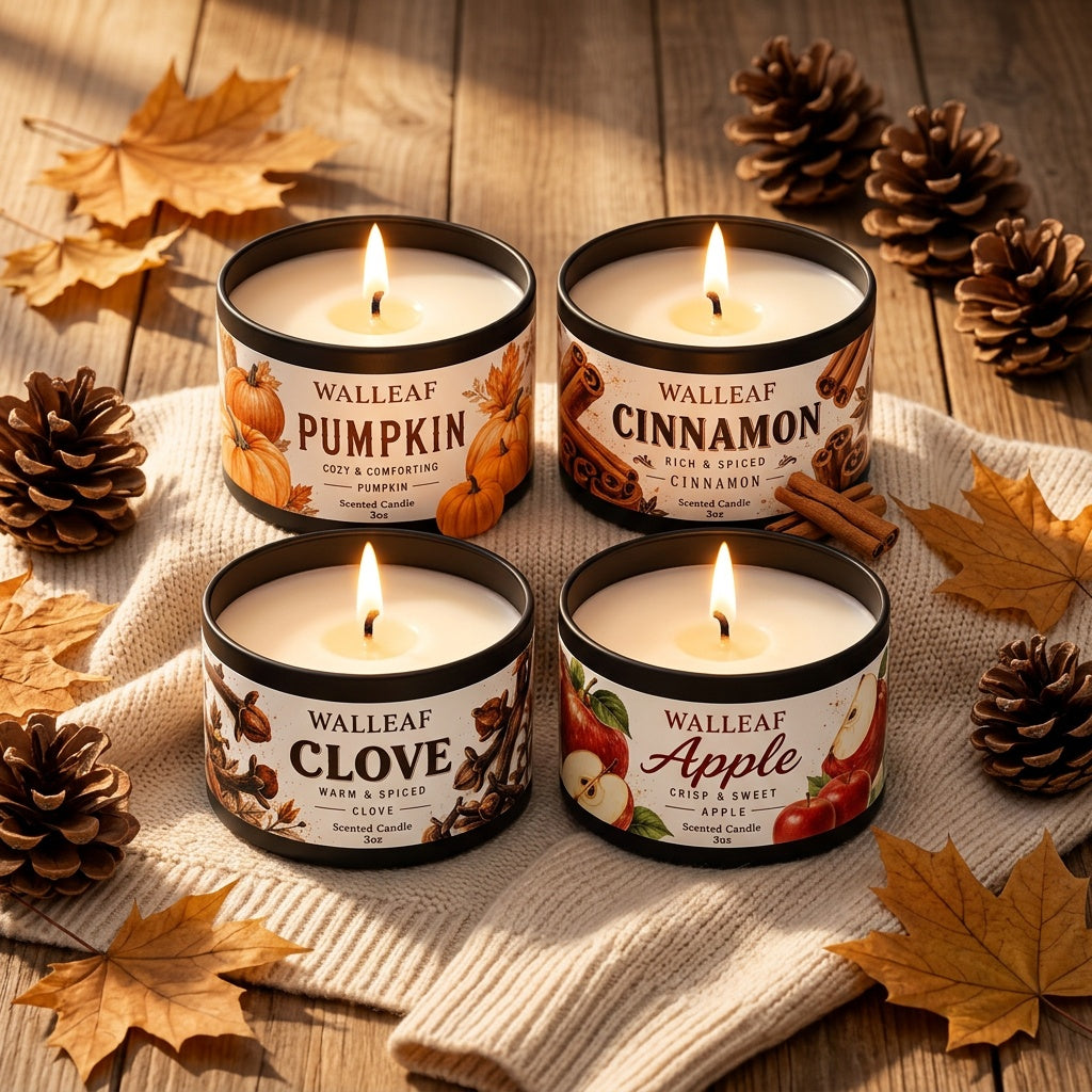 Trendbay 4pcs Fall Scented Soy Wax Candle Gift Set 3 oz