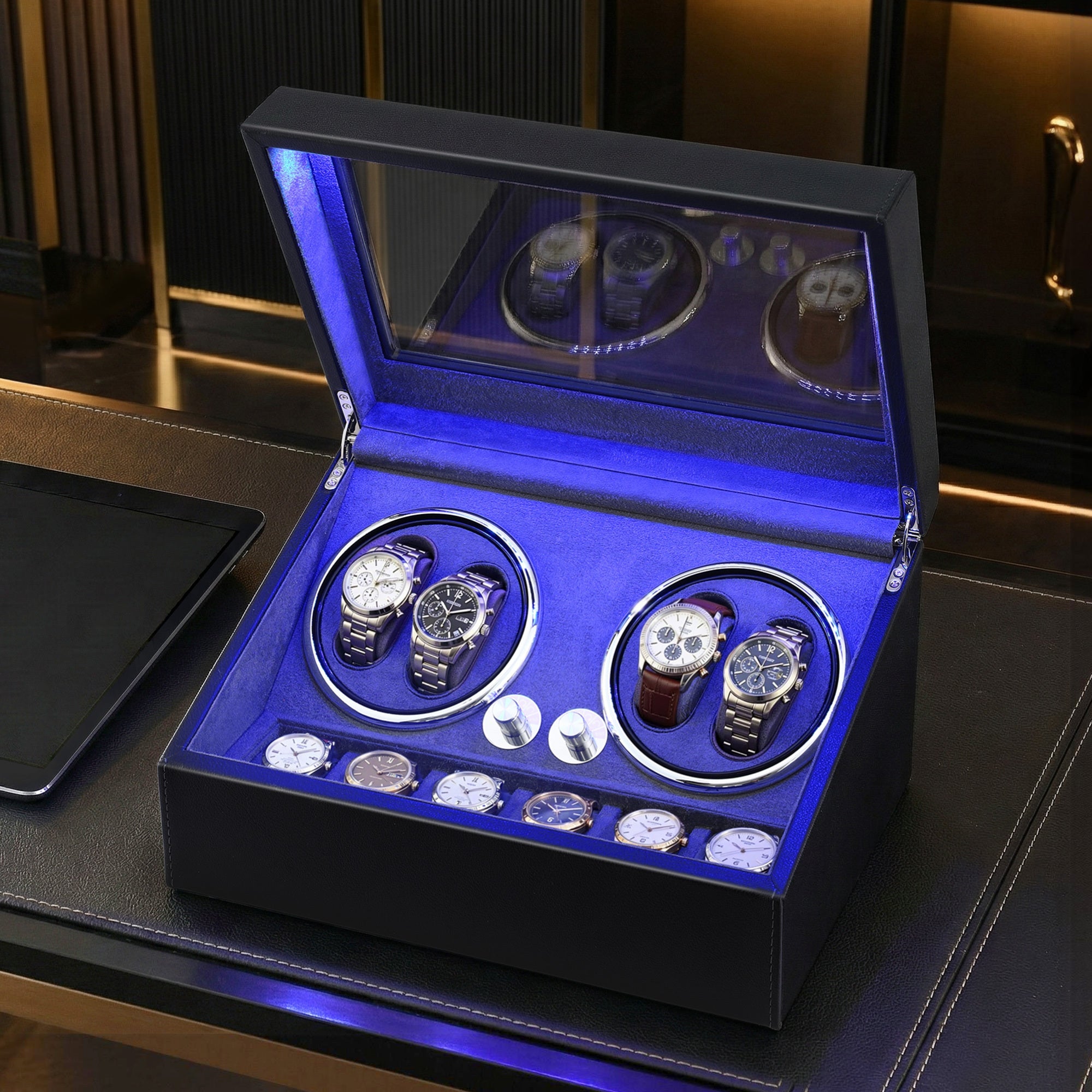 Trendbay Automatic Watch Winder Box with LED Light – Luxury Watch Display & Storage Case