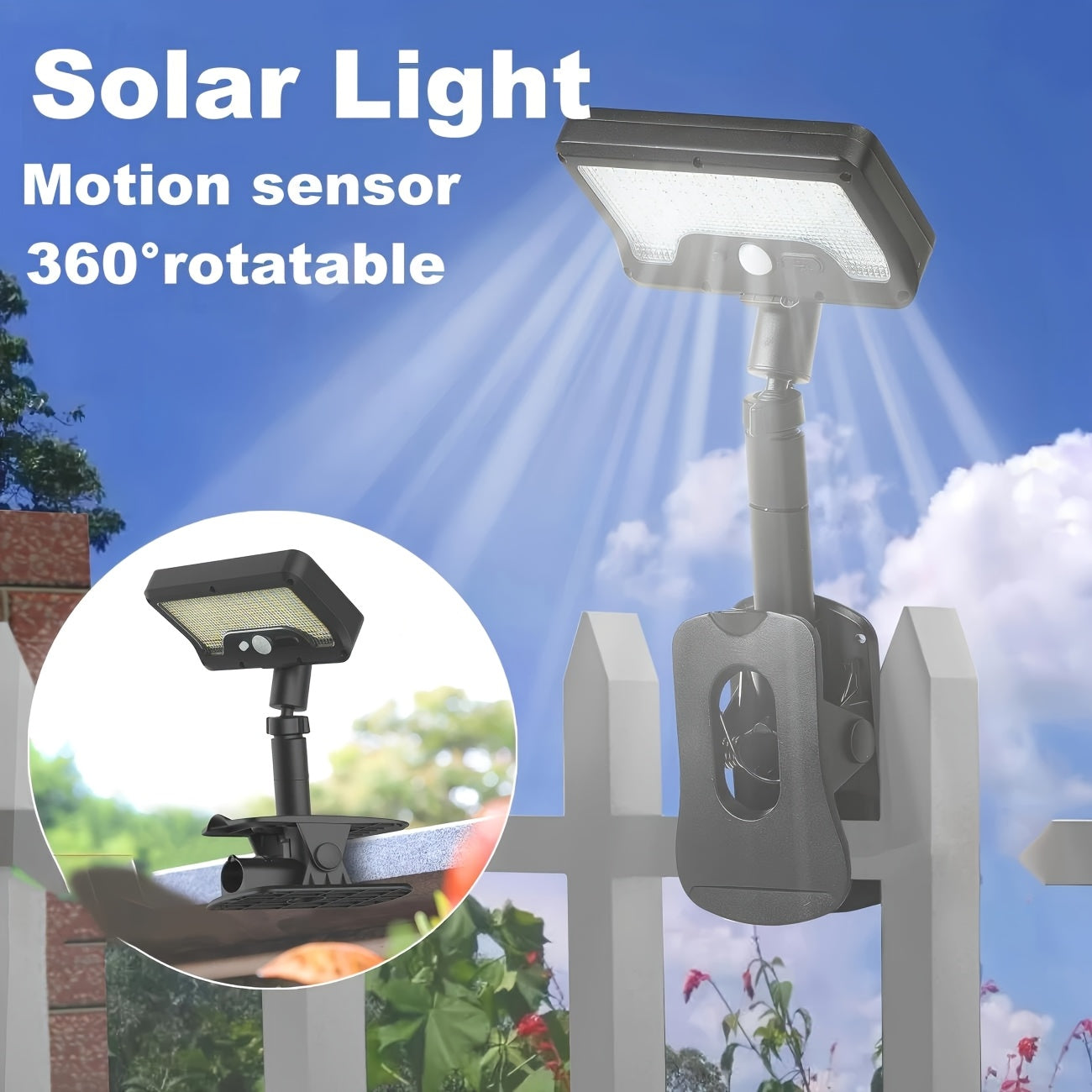 Trendbay 2-Pack Solar Motion Sensor Lights – Super Bright LED, Clip-On, IP65 Waterproof for Yard, Garden & Patio