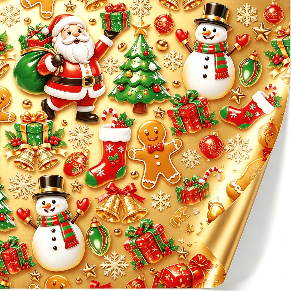 Trendbay Golden Glossy Christmas Wrapping Paper Roll