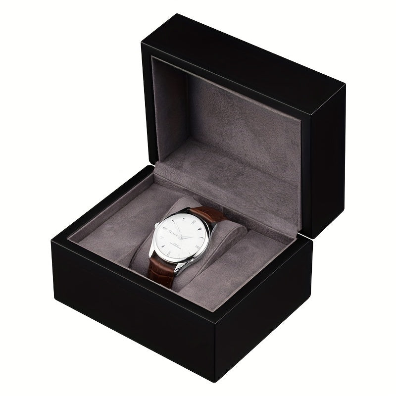 Trendbay Wooden Single Watch Storage Box – Flip-Top Display Case with Soft Fabric Interior