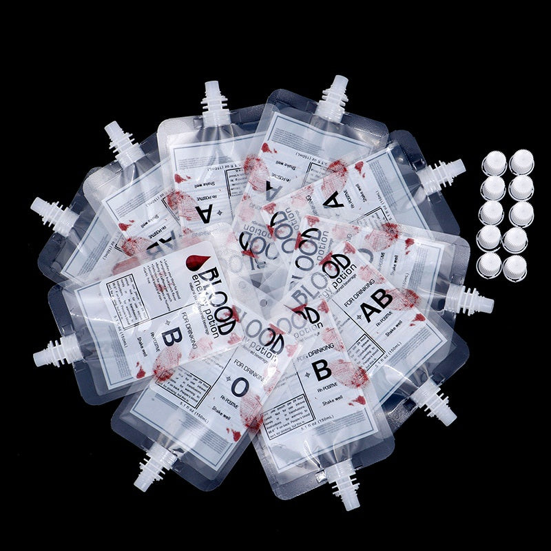 Trendbay 10-Pcs Vampire Blood Drink Pouches 150ml PVC Drinking Bags