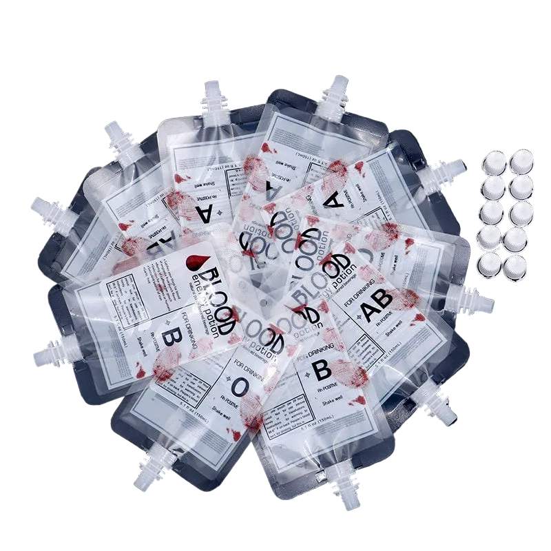 Trendbay 10-Pcs Vampire Blood Drink Pouches 150ml PVC Drinking Bags