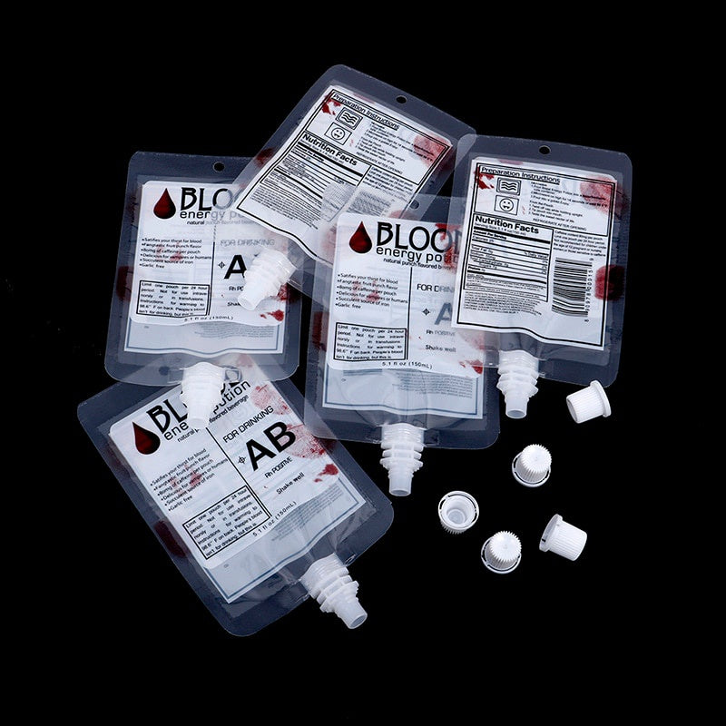 Trendbay 10-Pcs Vampire Blood Drink Pouches 150ml PVC Drinking Bags