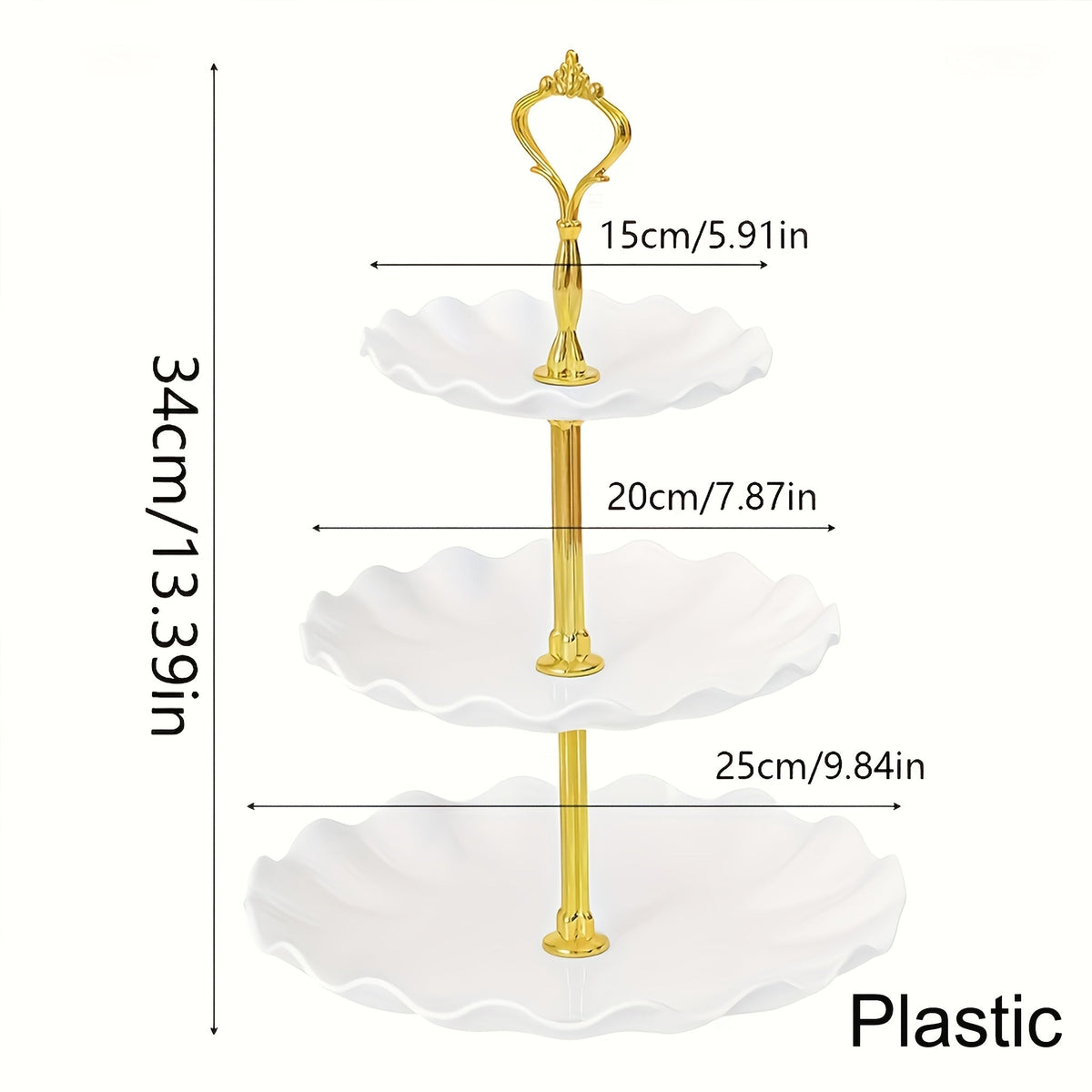 Trendbay 3-Tier White Plastic Cake Stand Detachable Lightweight