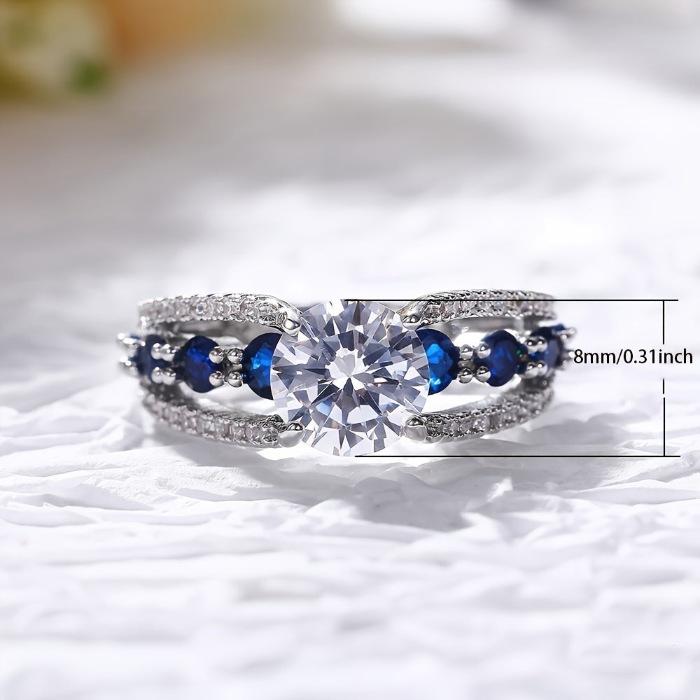 Trendbay 925 Sterling Silver 2 Carat Sapphire Ring – 18K Gold Plated Unisex Statement Ring