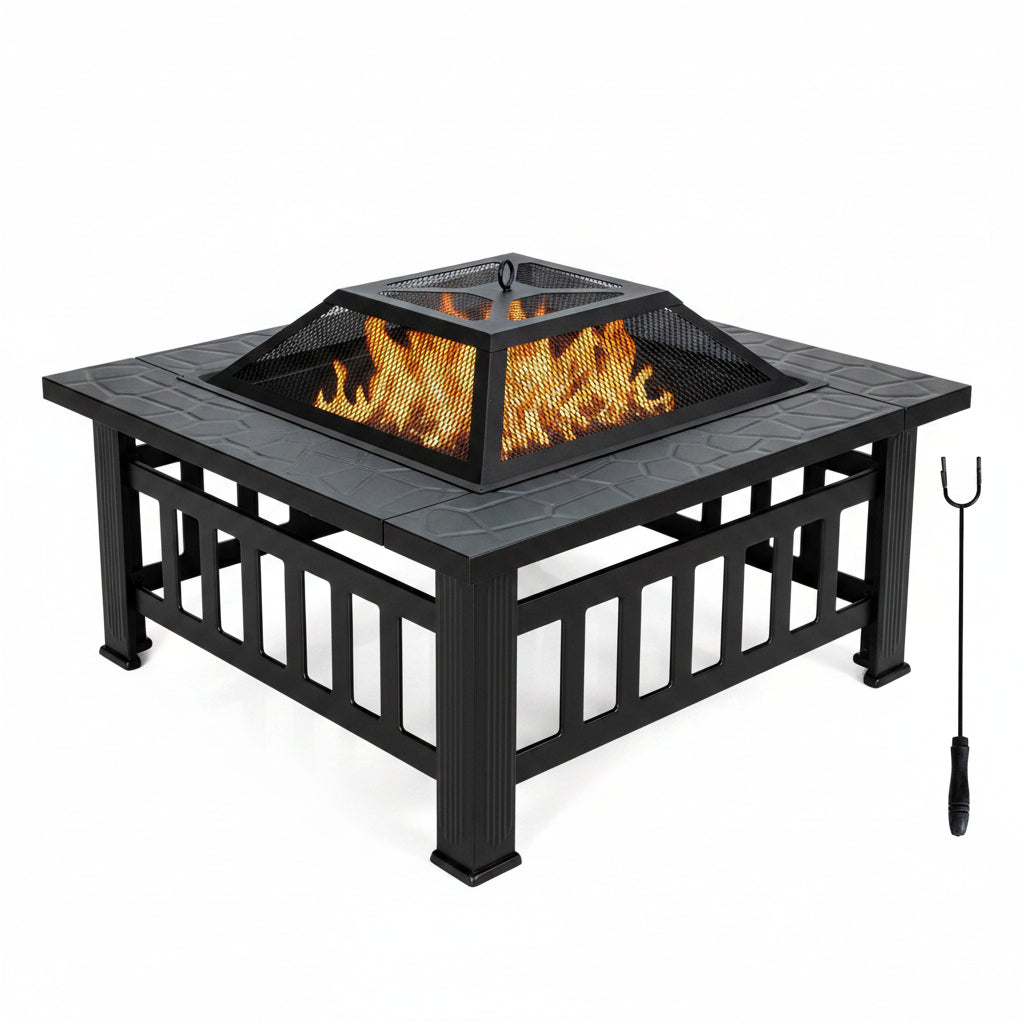 Trendbay 3-in-1 Outdoor Fire Pit Table with BBQ Grill