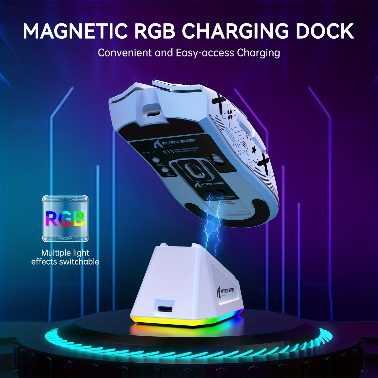 Trendbay Wireless Gaming Mouse 22000 DPI RGB Magnetic Charging Dock