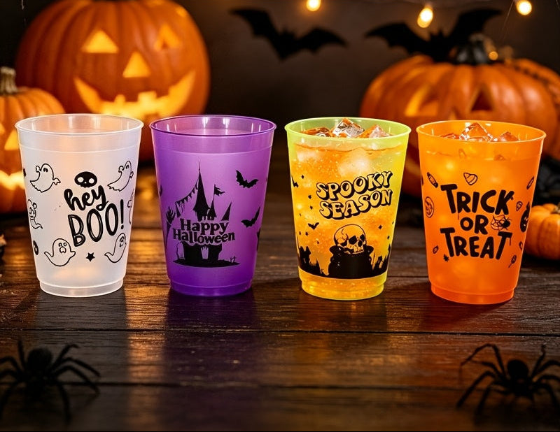 Trendbay 8pcs Halloween Plastic Cups 16oz (Approx. 450ml)