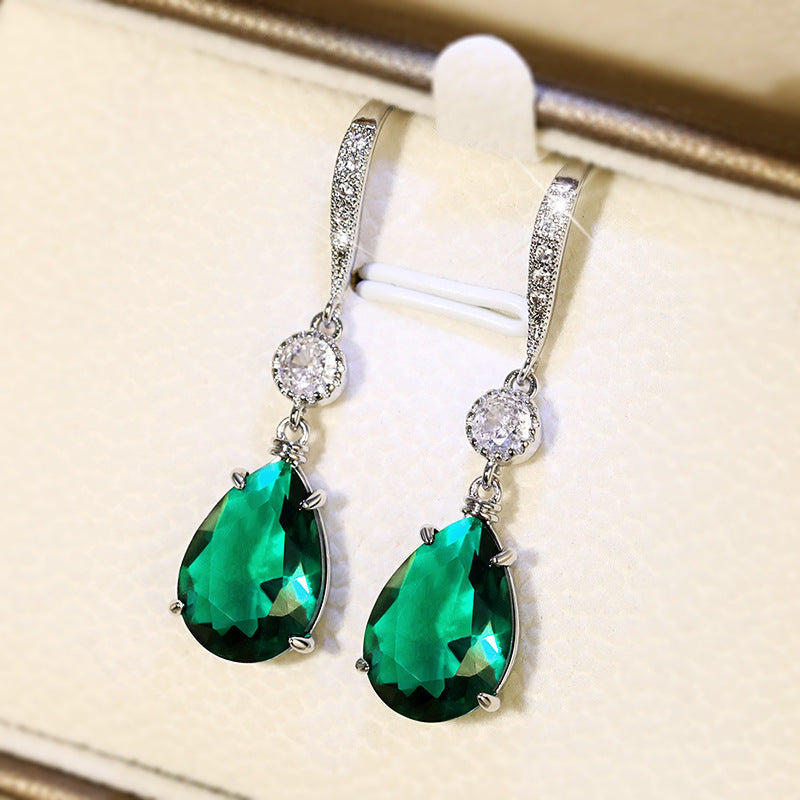 Trendbay Sterling Silver Blue Topaz Pear-Shaped Earrings – Elegant Women's Gemstone Stud Earrings
