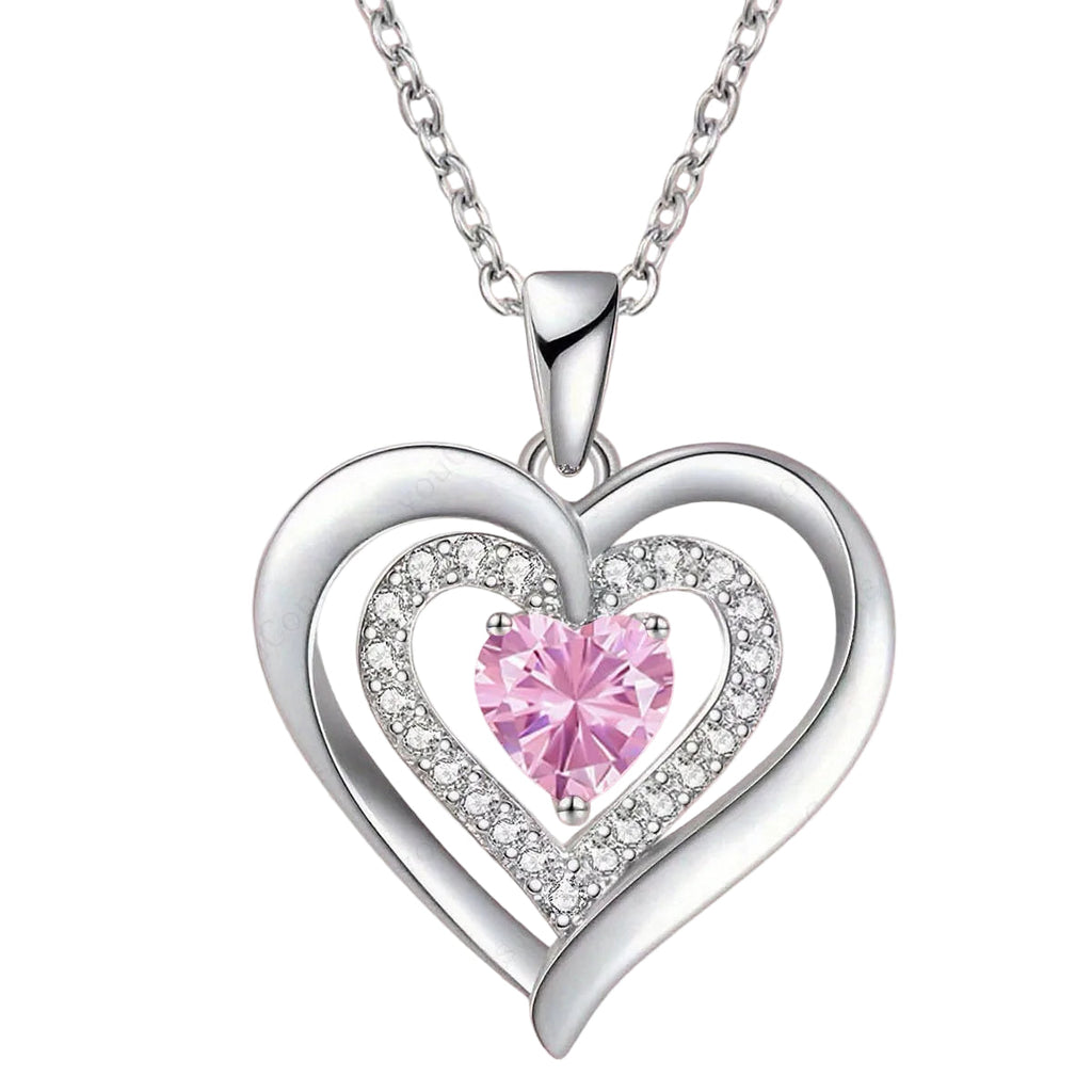 Trendbay October Birthstone Heart Pendant Necklace Gift Set