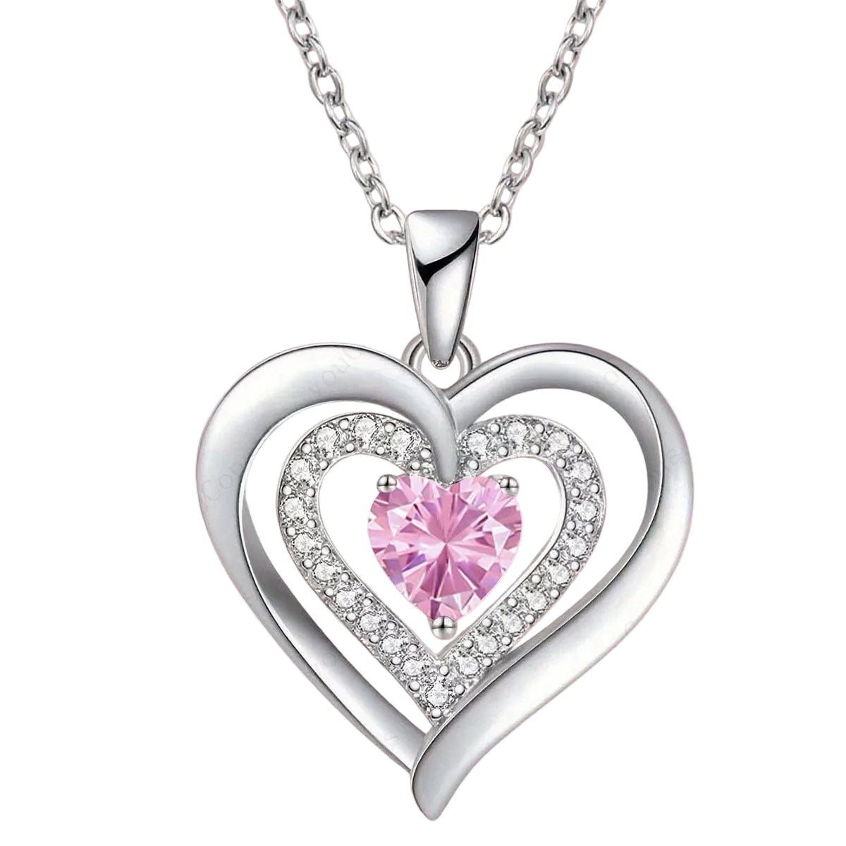 Trendbay October Birthstone Heart Pendant Necklace Gift Set