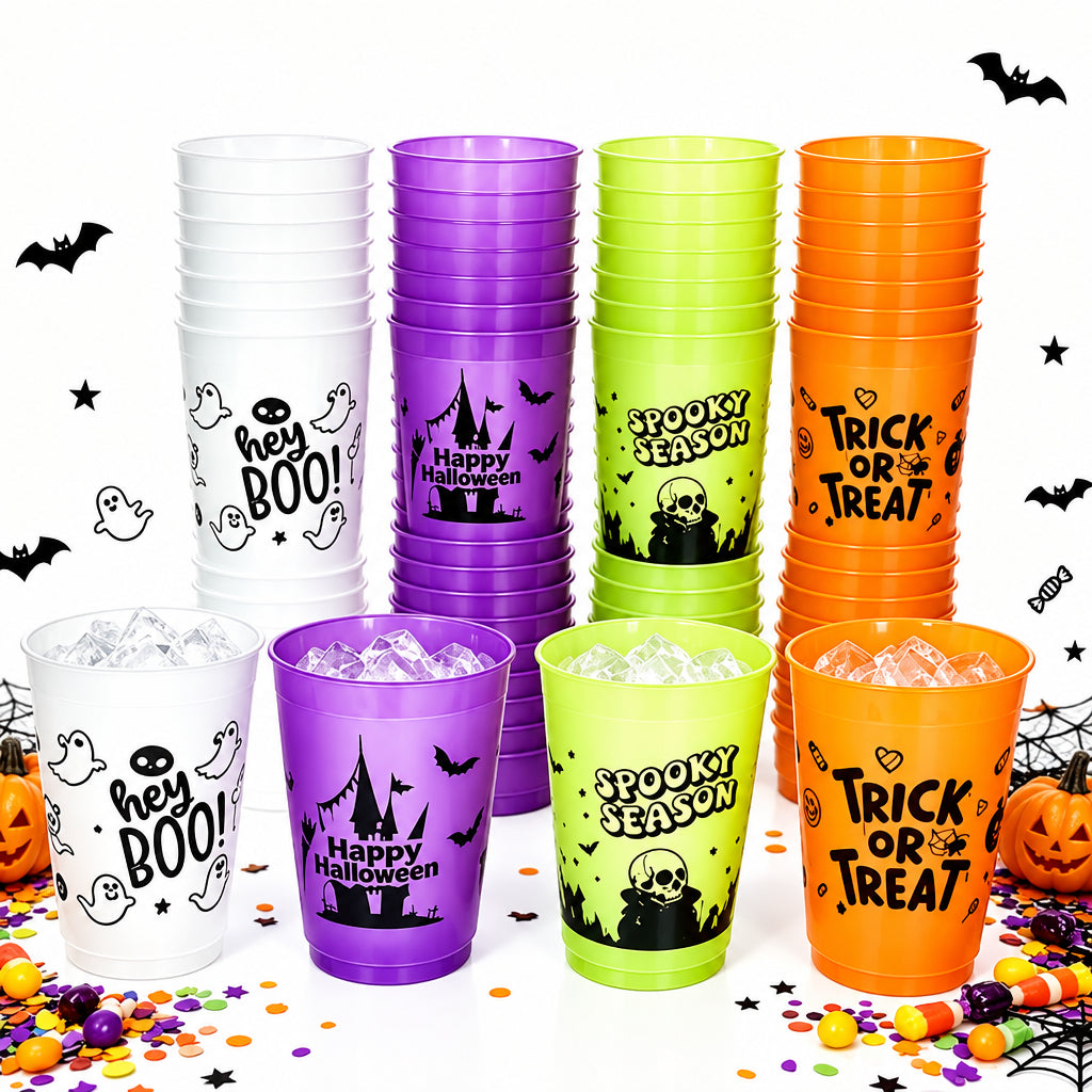 Trendbay 8pcs Halloween Plastic Cups 16oz (Approx. 450ml)