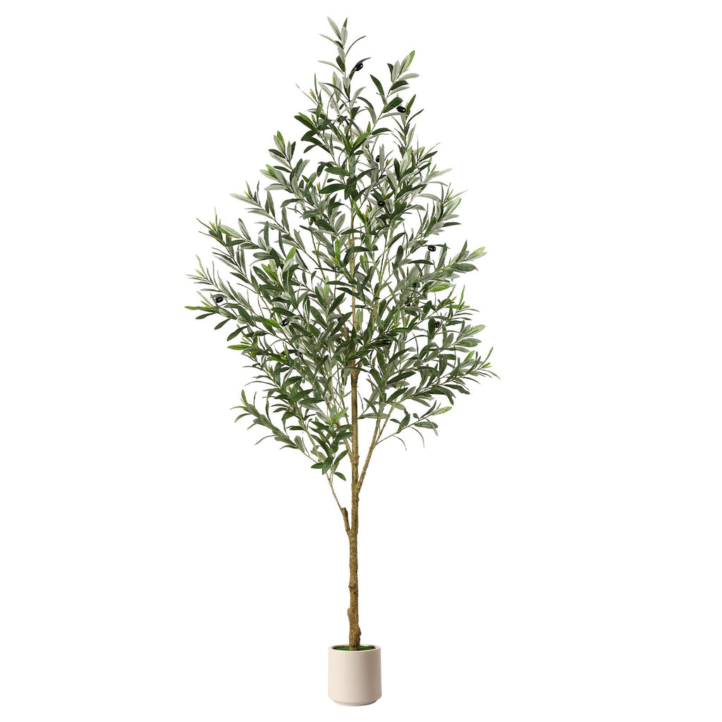 Trendbay 180CM Artificial Olive Tree with White Planter Faux Silk Plant