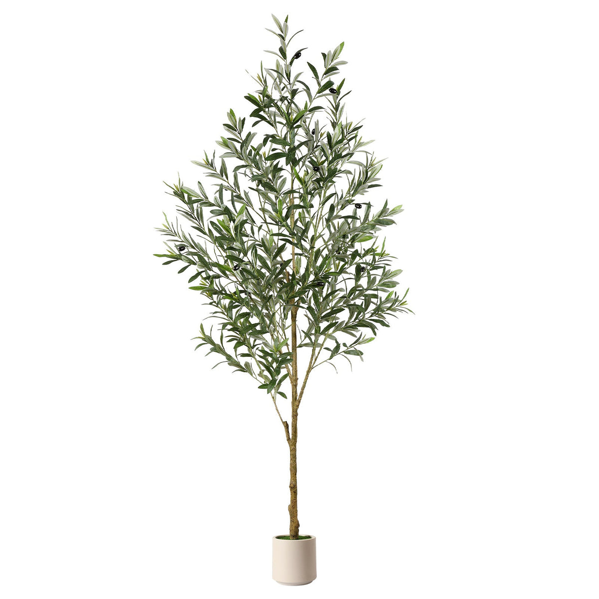 Trendbay 180CM Artificial Olive Tree with White Planter Faux Silk Plant
