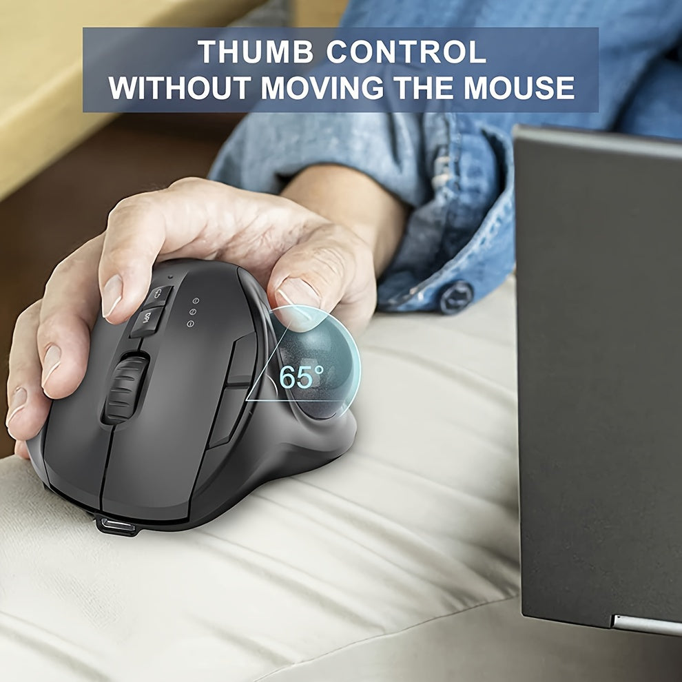 Trendbay Ergonomic Wireless Trackball Mouse (3-Device Connection)