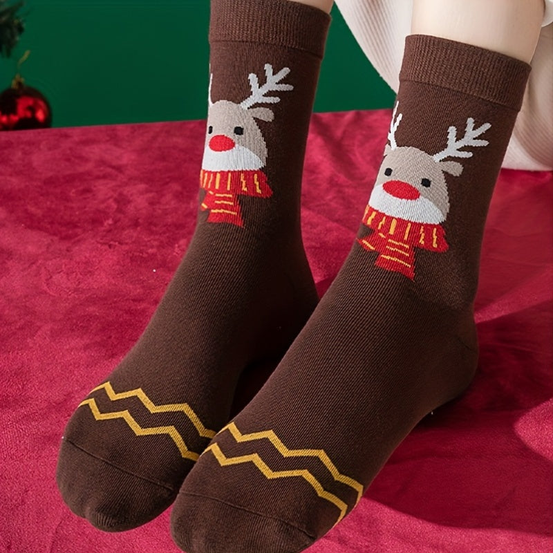 Trendbay 5-Pair Christmas Mid-Calf Socks Set Unisex