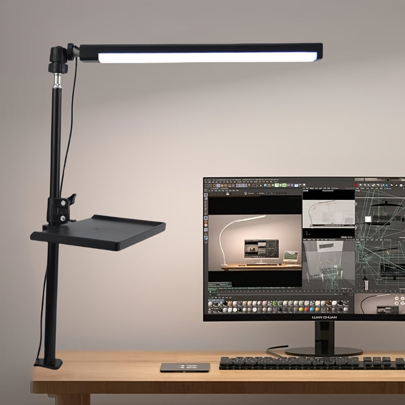 Trendbay LED Clip Desk Lamp with Storage Tray & Adjustable Brightness