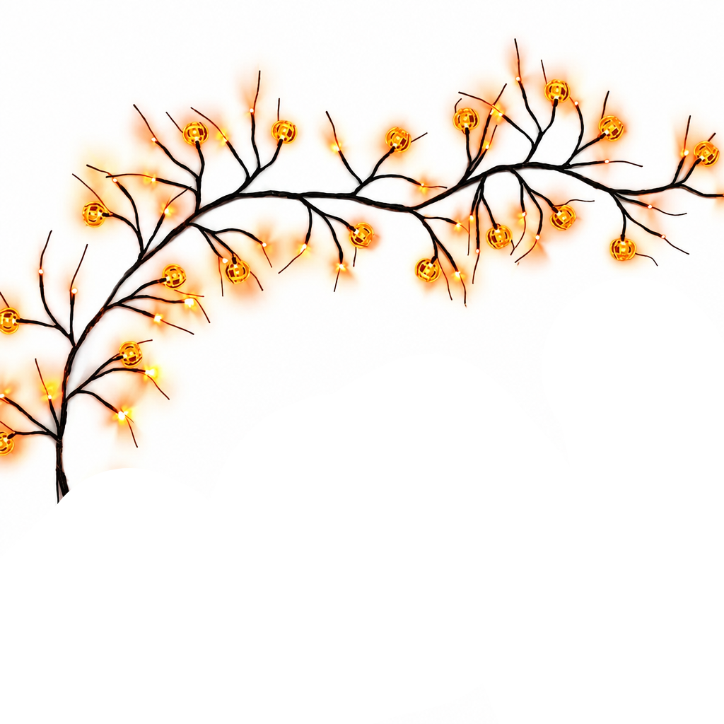 Trendbay 6FT 54-LED Pumpkin Vine String Lights – Orange Acrylic