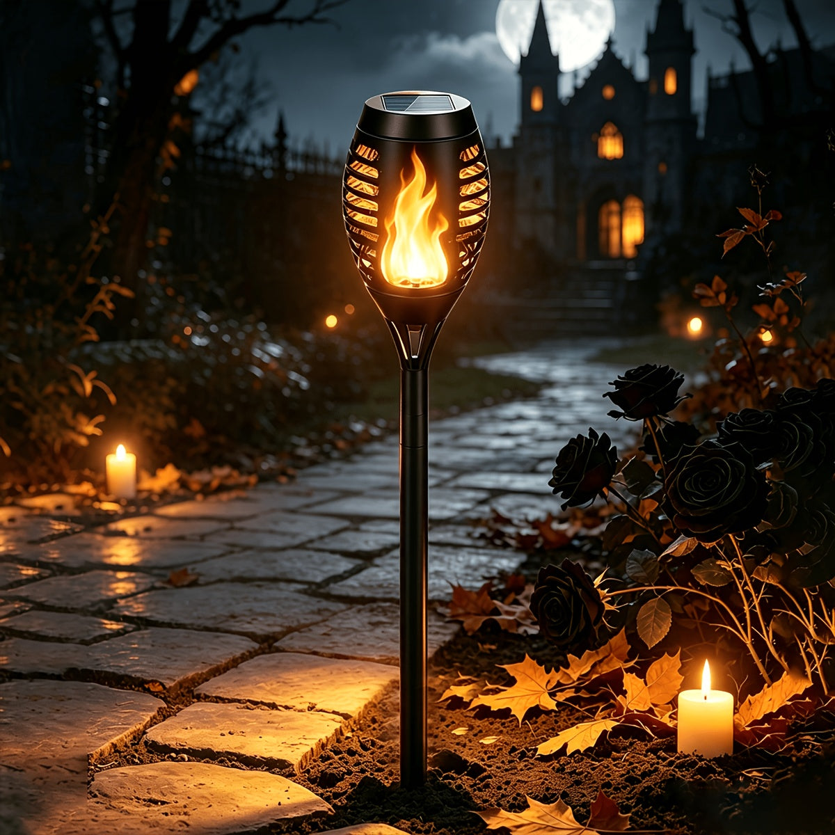 Trendbay 8-Pack Warm Light Solar Torch Lamps – Flickering Flame